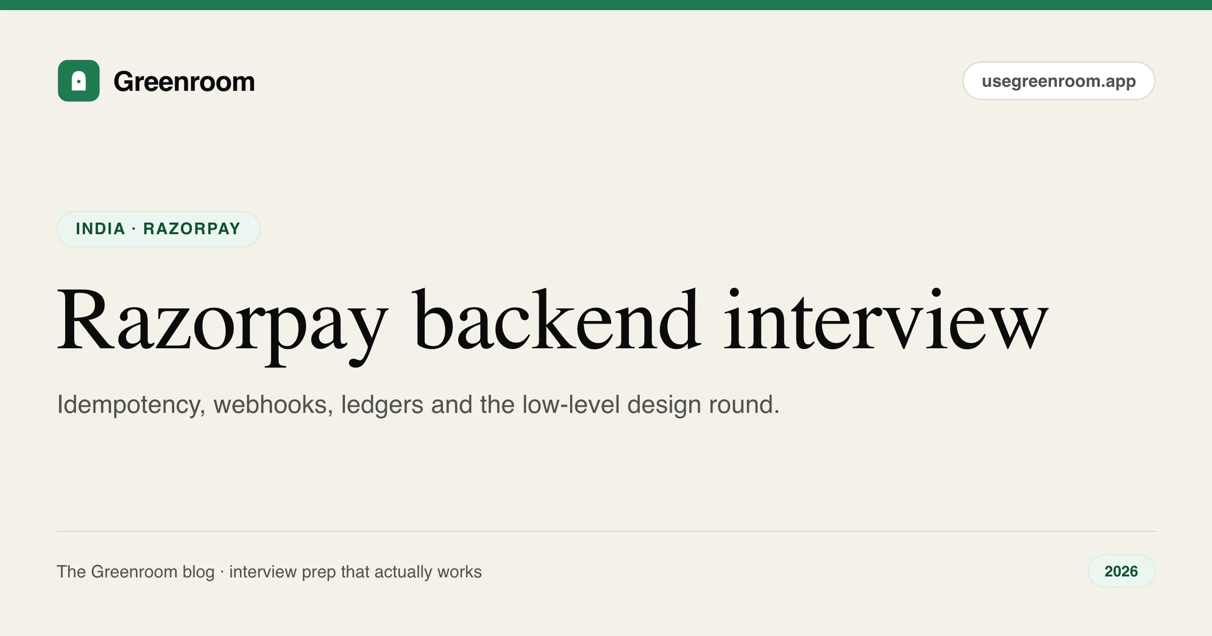 Razorpay backend interview questions guide — cover from Greenroom, the AI mock interviewer