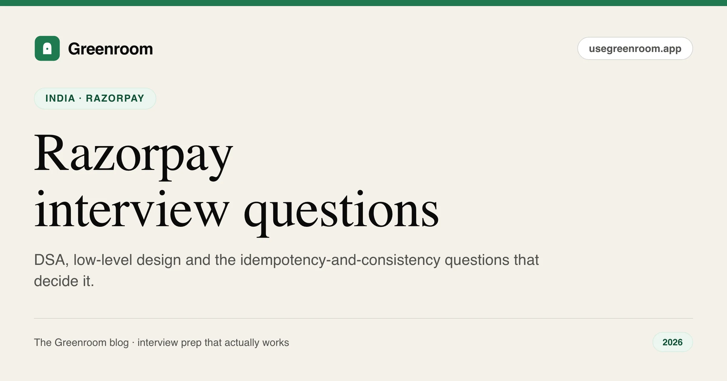 Razorpay interview questions — cover from Greenroom, the AI mock interviewer