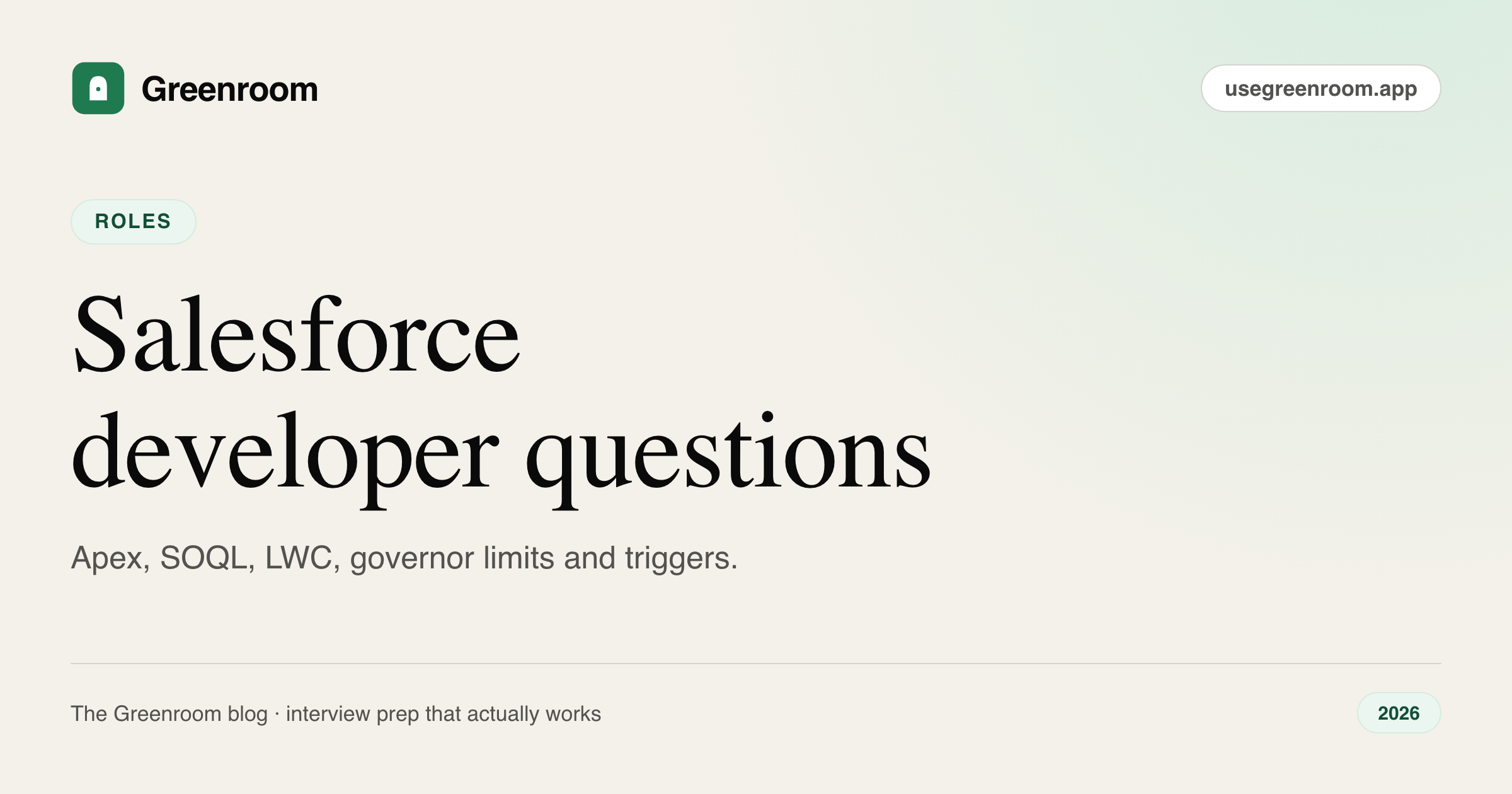 Salesforce Developer Interview Questions & Answers (2026): Apex, LWC & SOQL
