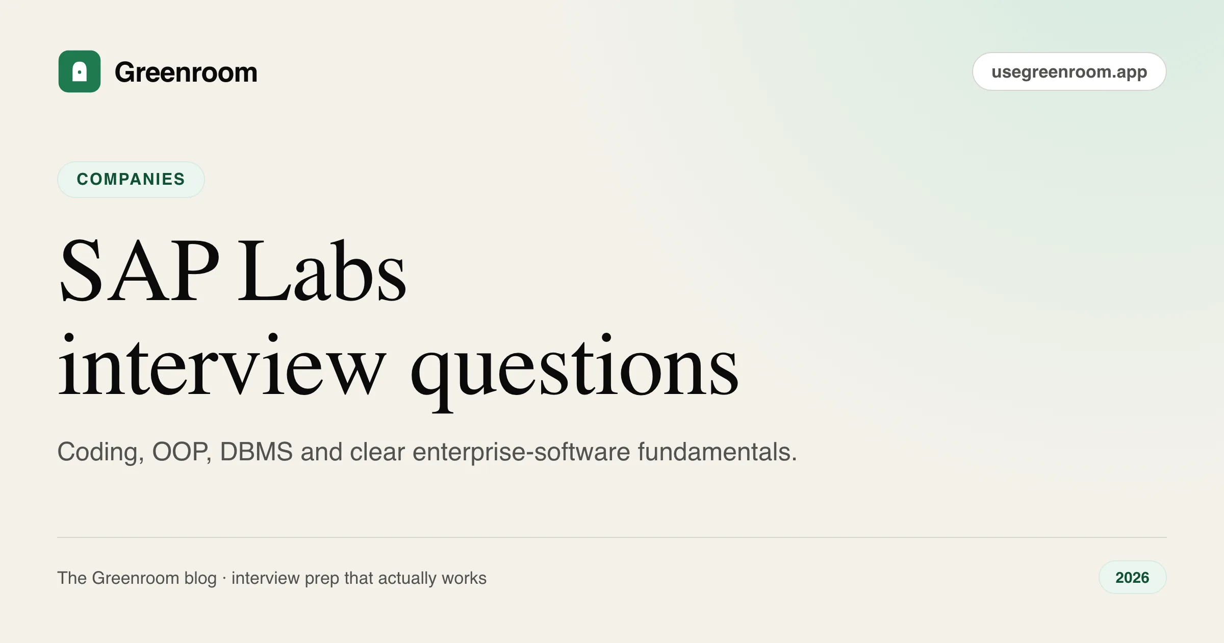 SAP Labs interview questions and preparation guide — cover from Greenroom, the AI mock interviewer