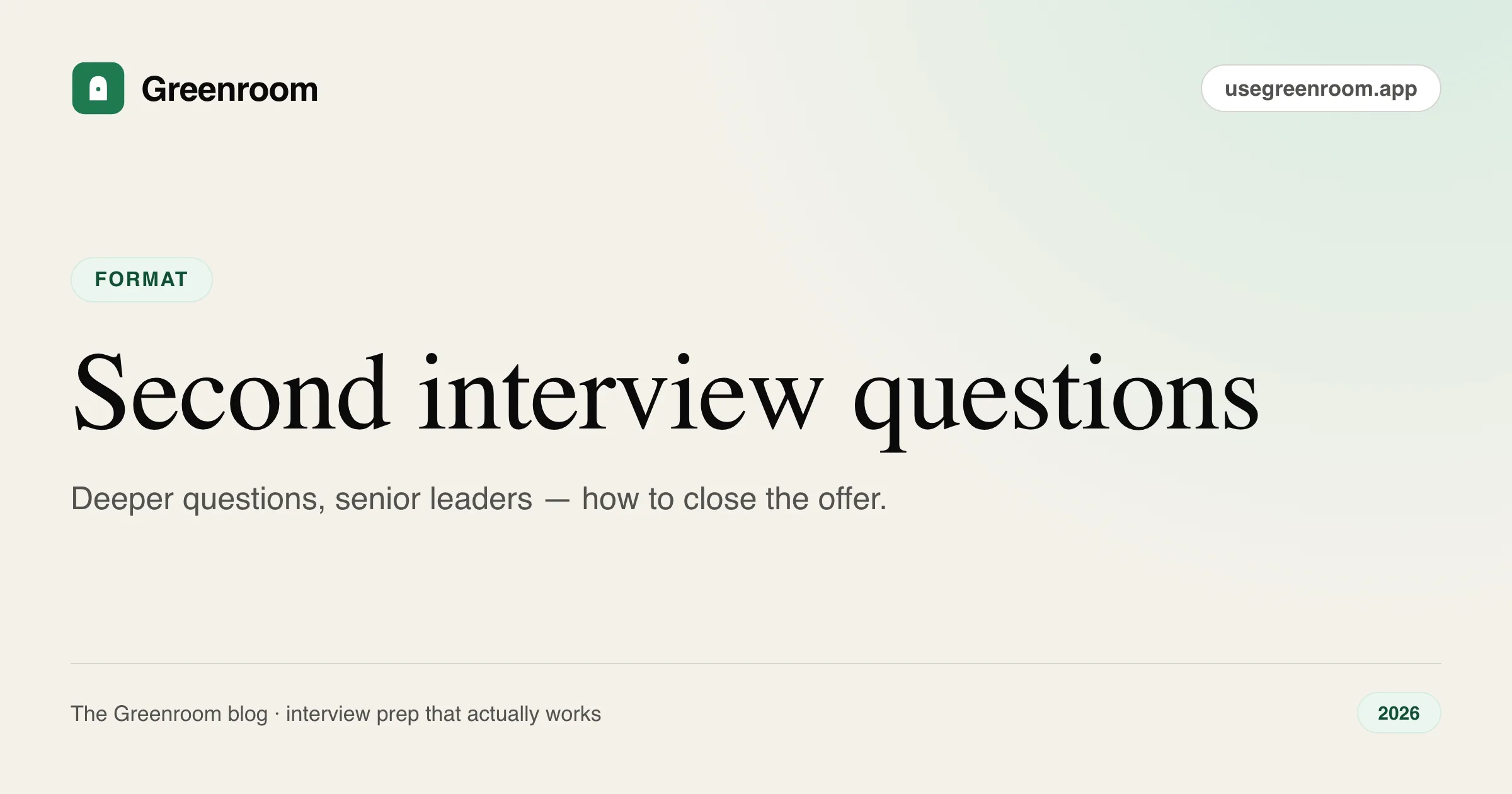 Second interview questions and how to prepare — cover from Greenroom, the AI mock interviewer