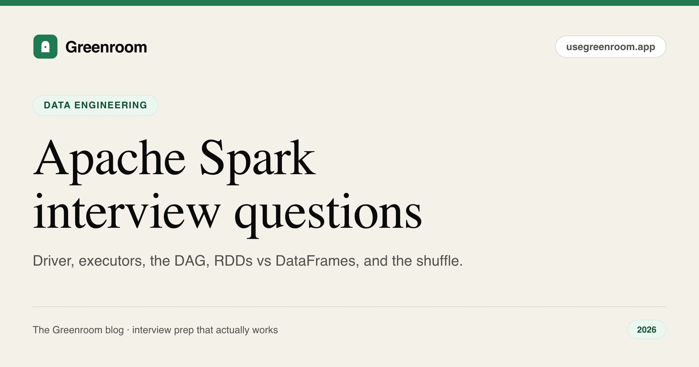 Apache Spark interview questions guide covering driver/executor architecture