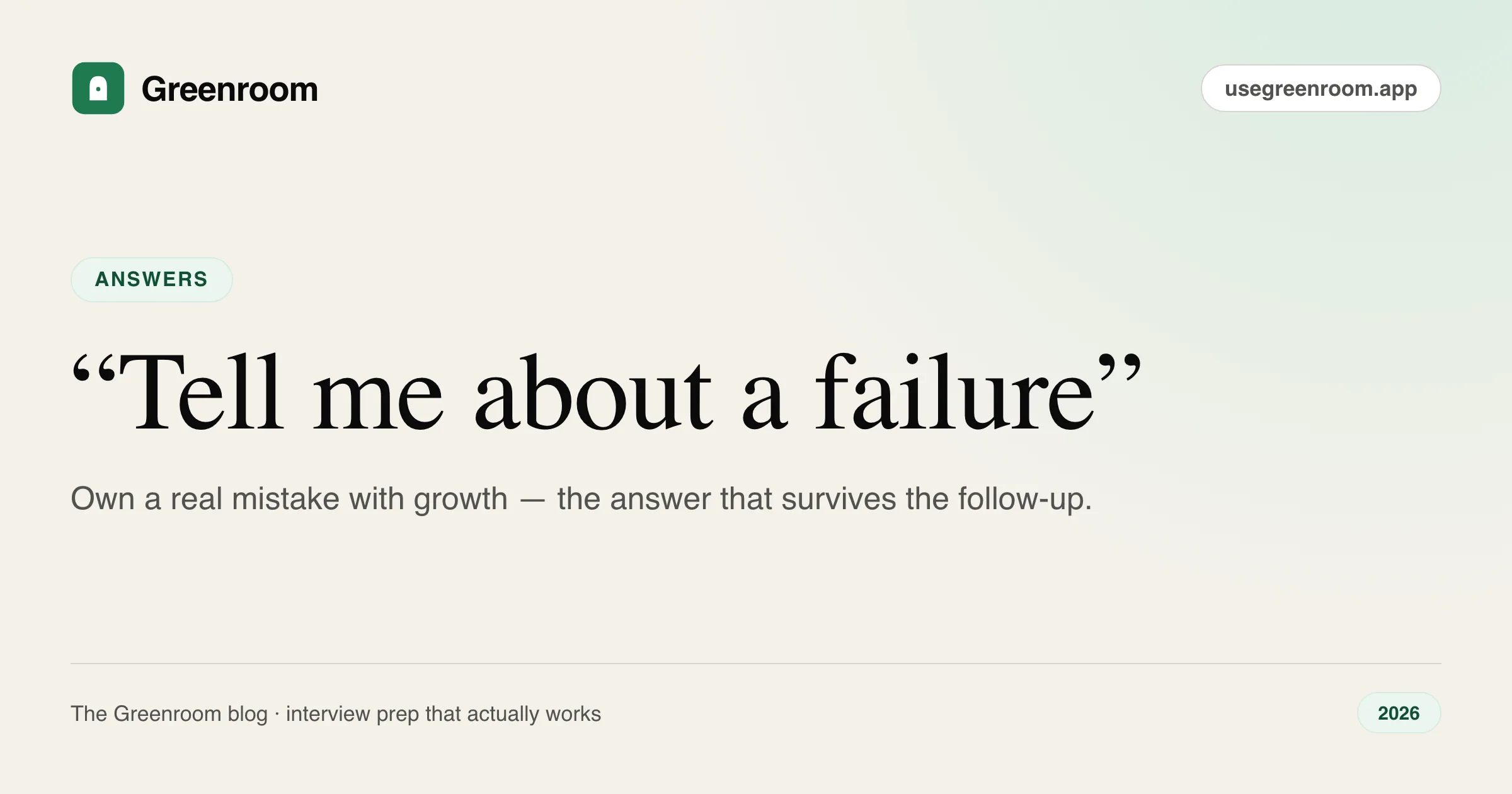 How to answer tell me about a time you failed — cover from Greenroom, the AI mock interviewer