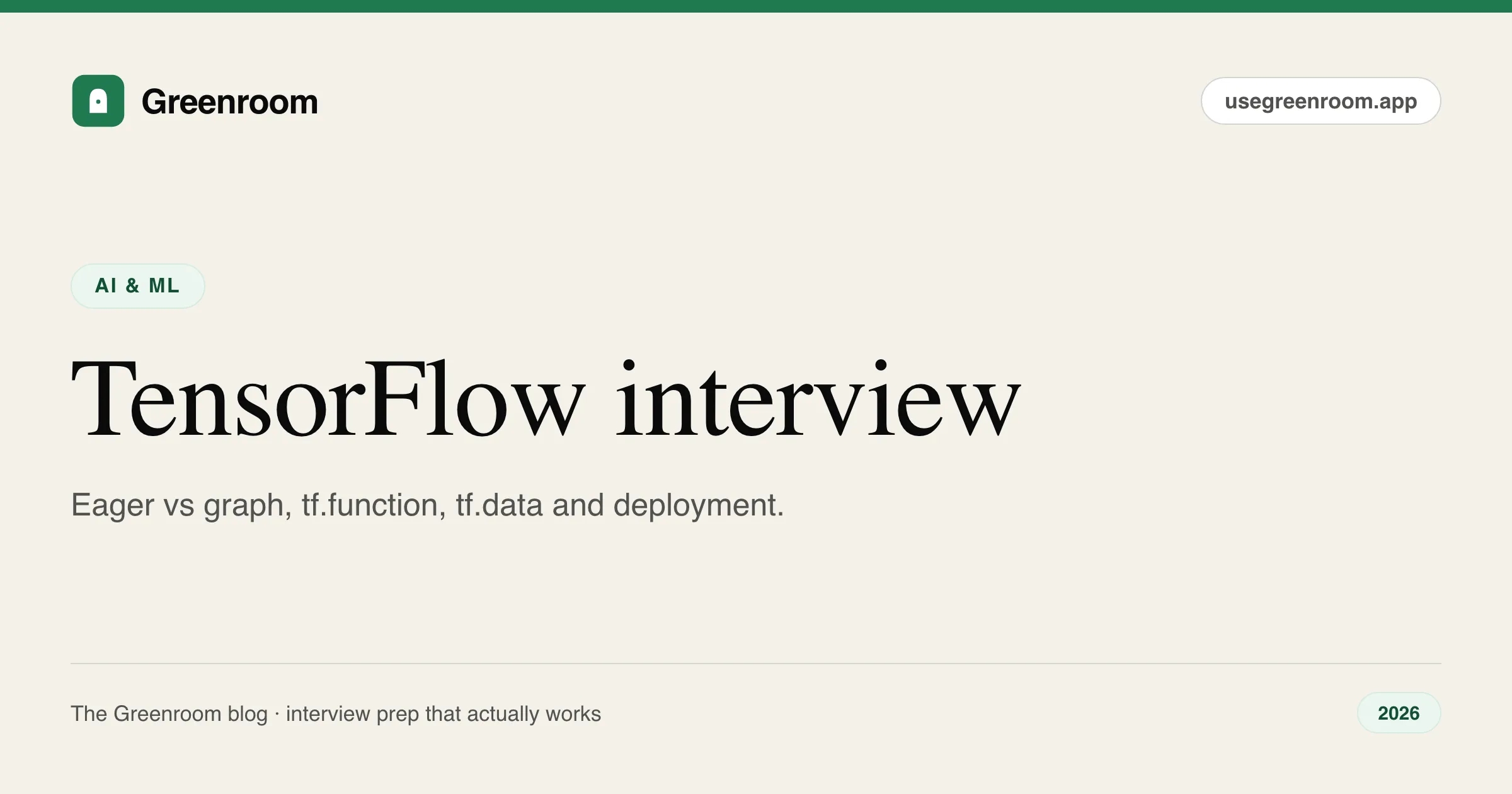 TensorFlow interview questions and answers guide — cover from Greenroom, the AI mock interviewer