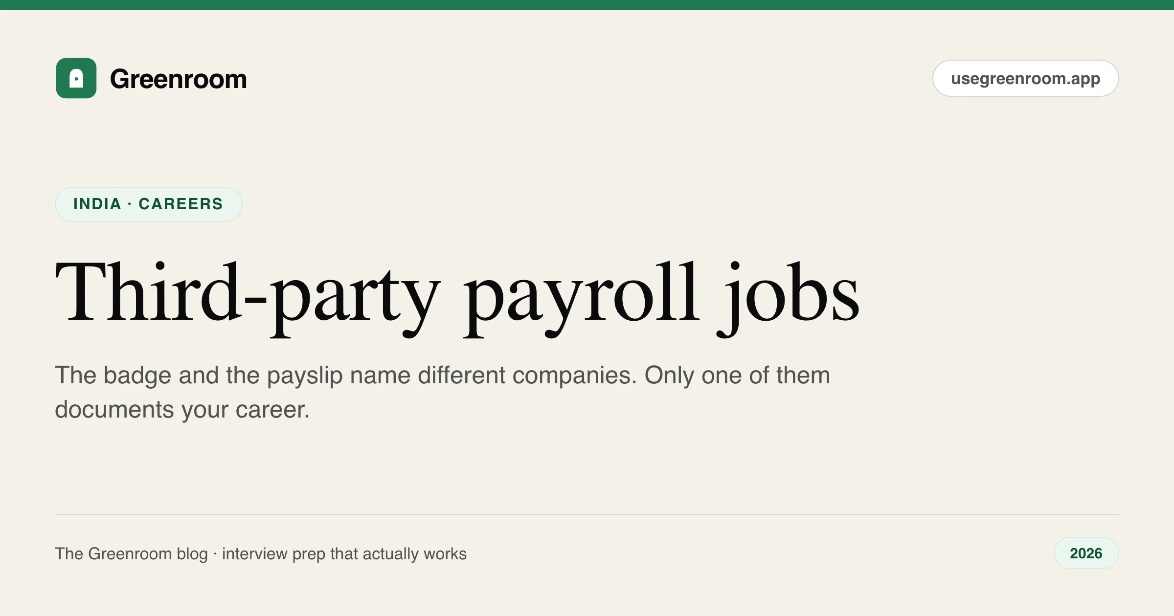 Third-party payroll jobs in India — contract staffing, employer of record and what to verify before accepting, guide from Greenroom, the AI mock interviewer