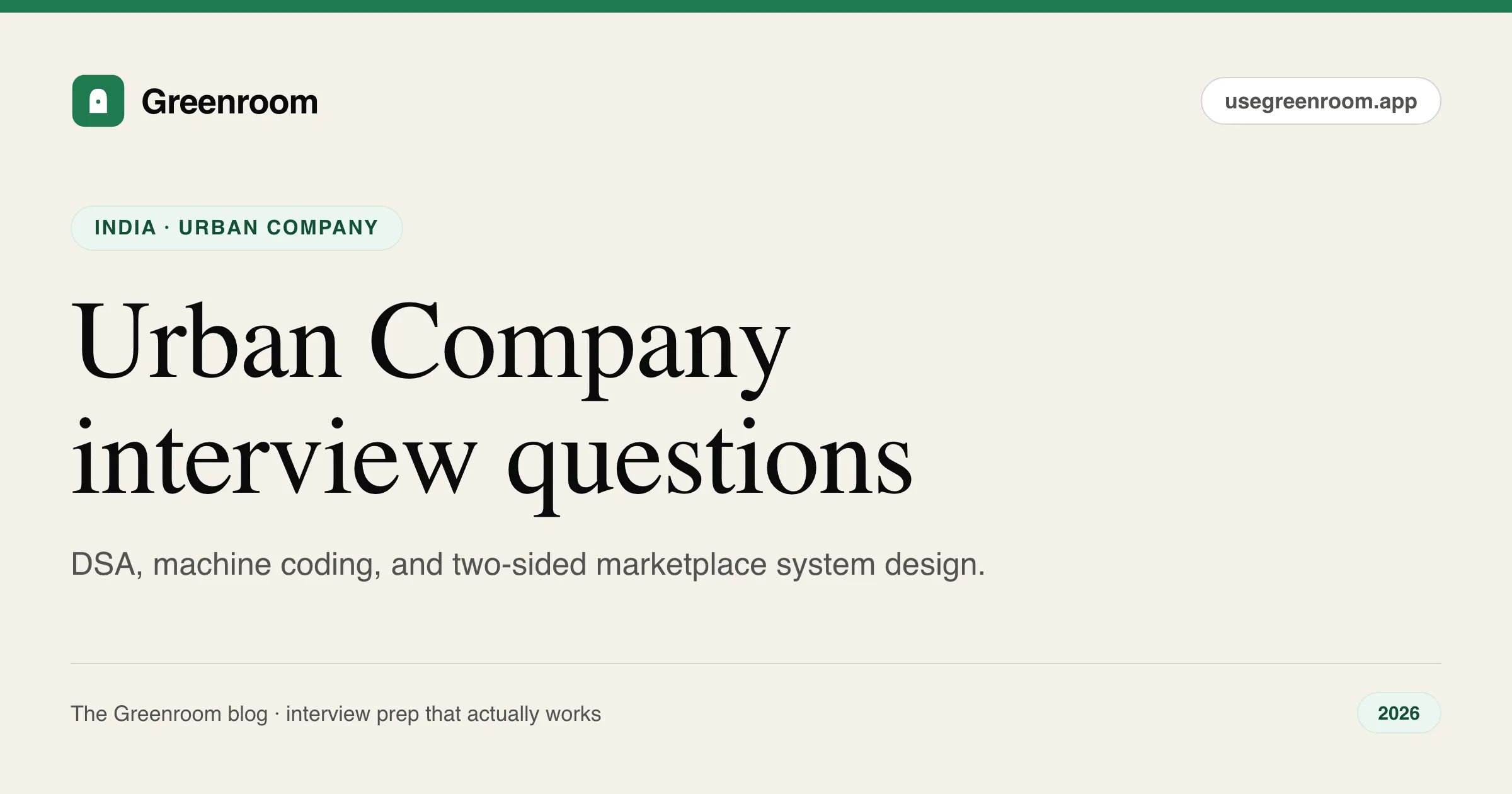 Urban Company interview questions — cover from Greenroom, the AI mock interviewer