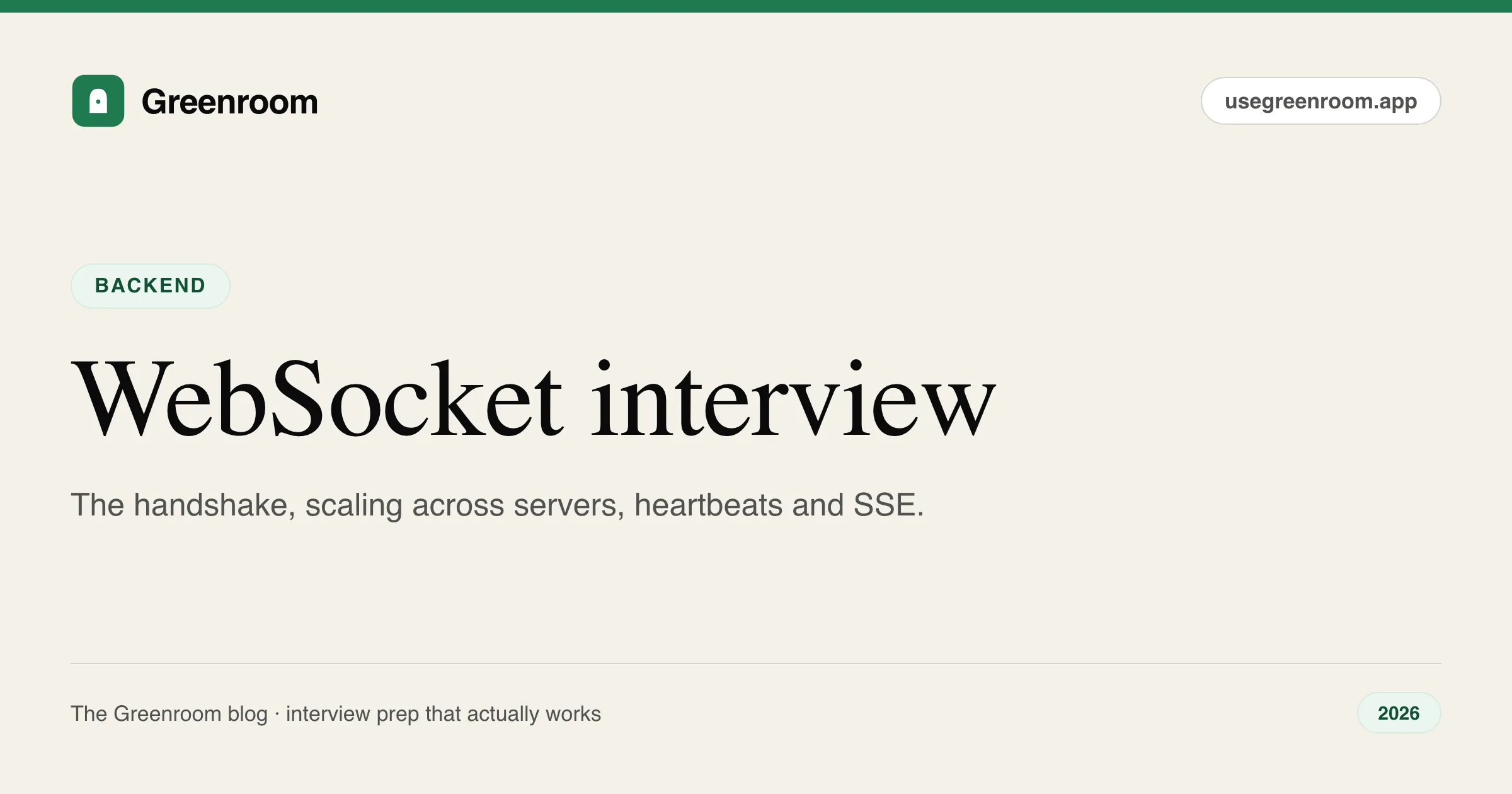 WebSocket interview questions and answers guide — cover from Greenroom, the AI mock interviewer