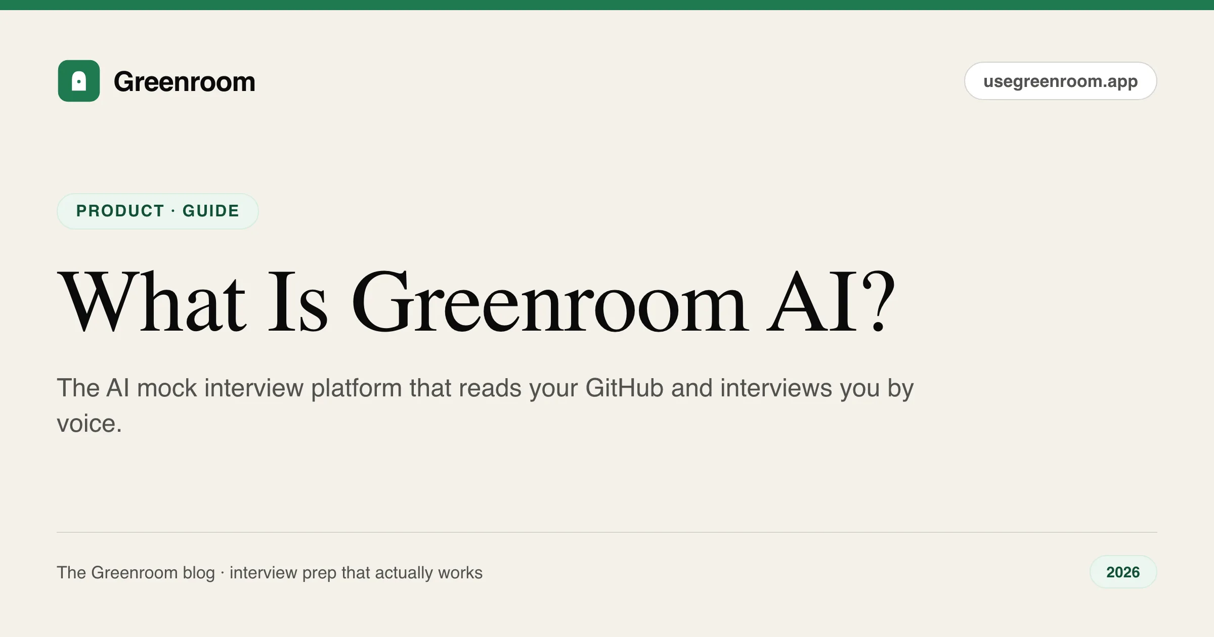 What is Greenroom AI — the AI mock interview platform that reads your GitHub and conducts live voice interviews