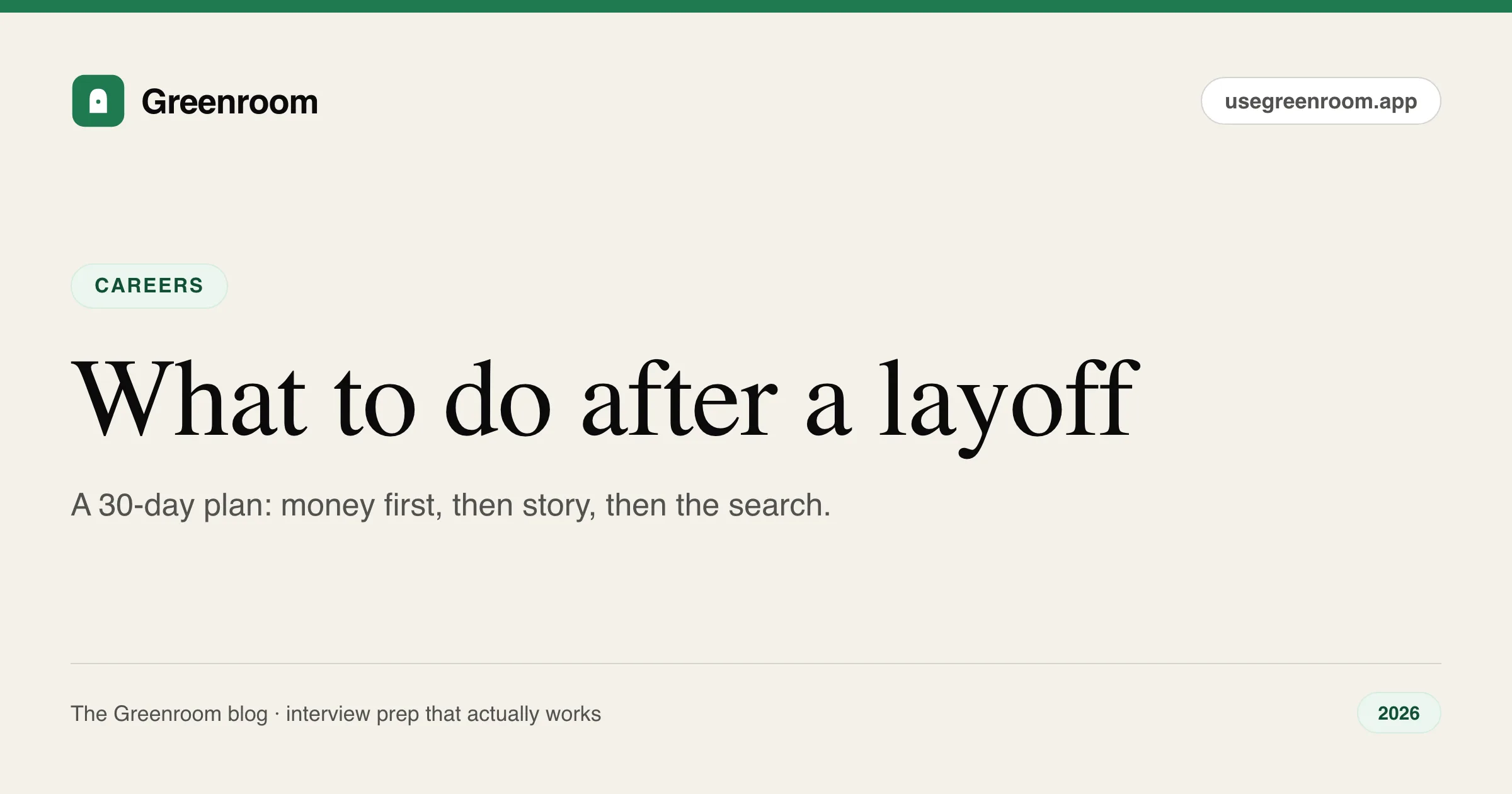 What to do after a layoff guide — cover from Greenroom, the AI mock interviewer