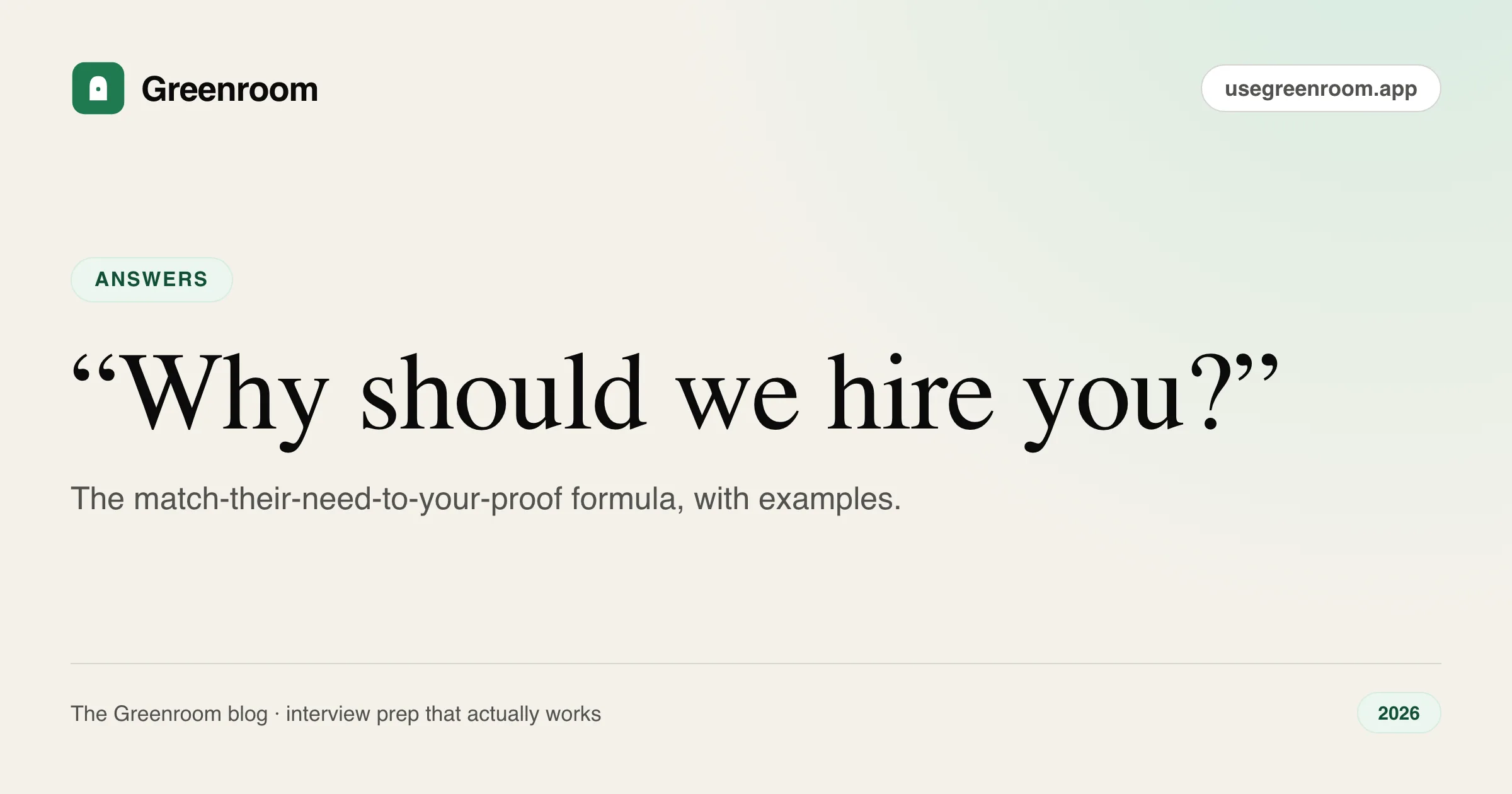 How to answer why should we hire you — cover from Greenroom, the AI mock interviewer