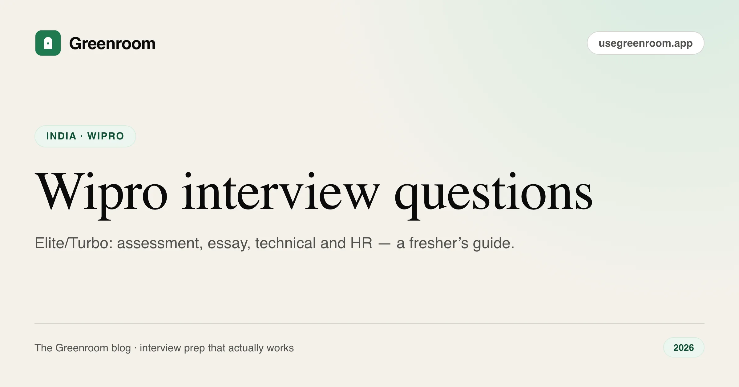Wipro interview questions and process guide — cover from Greenroom, the AI mock interviewer