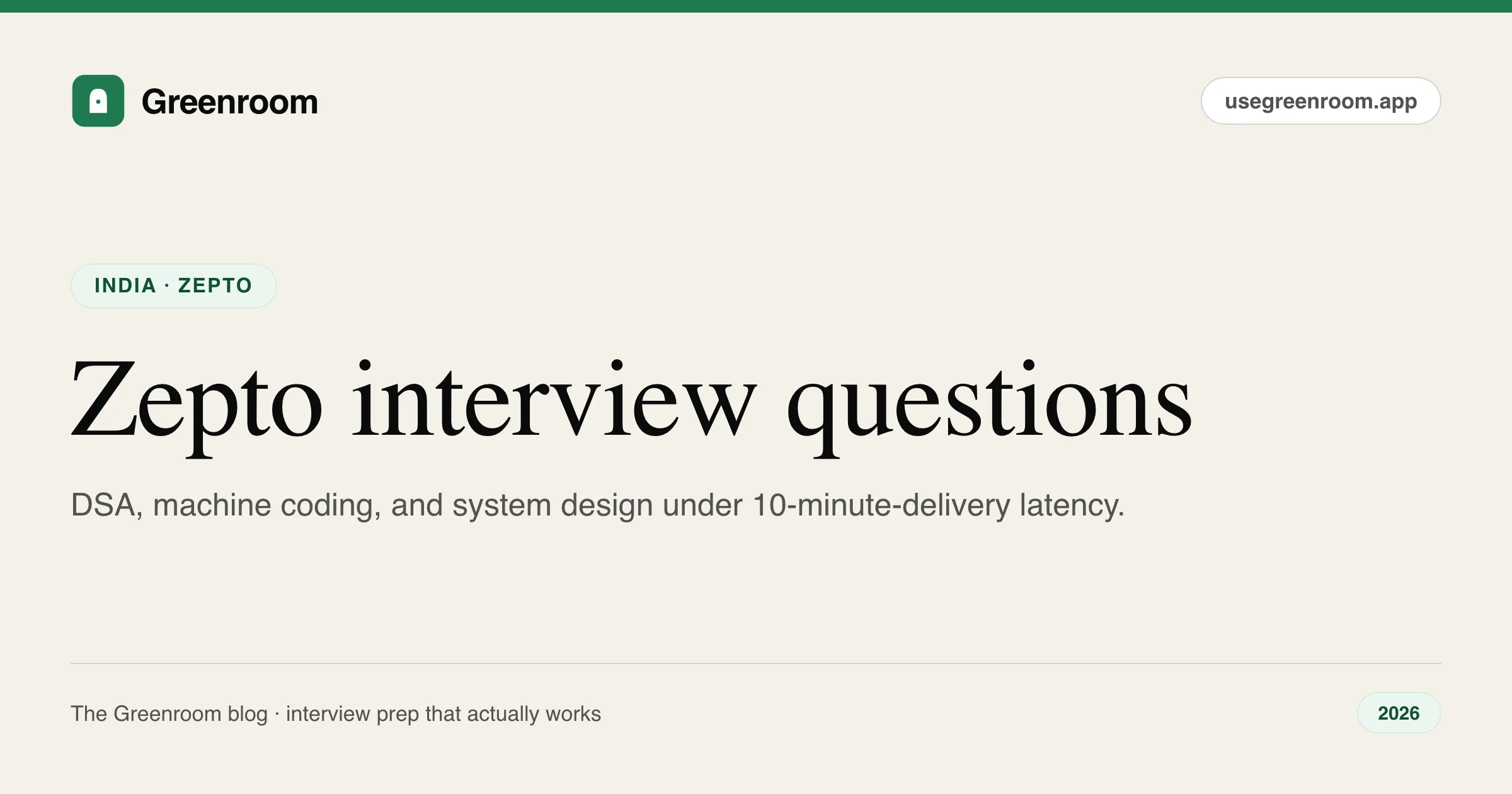 Zepto interview questions — cover from Greenroom, the AI mock interviewer
