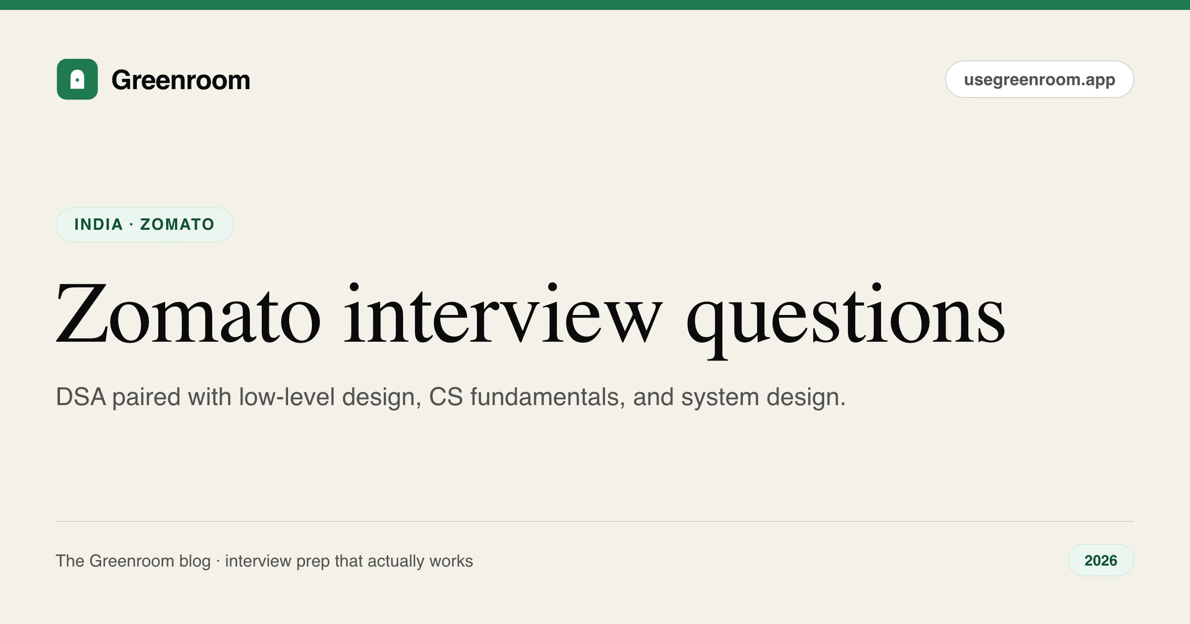 Zomato interview questions — cover from Greenroom, the AI mock interviewer